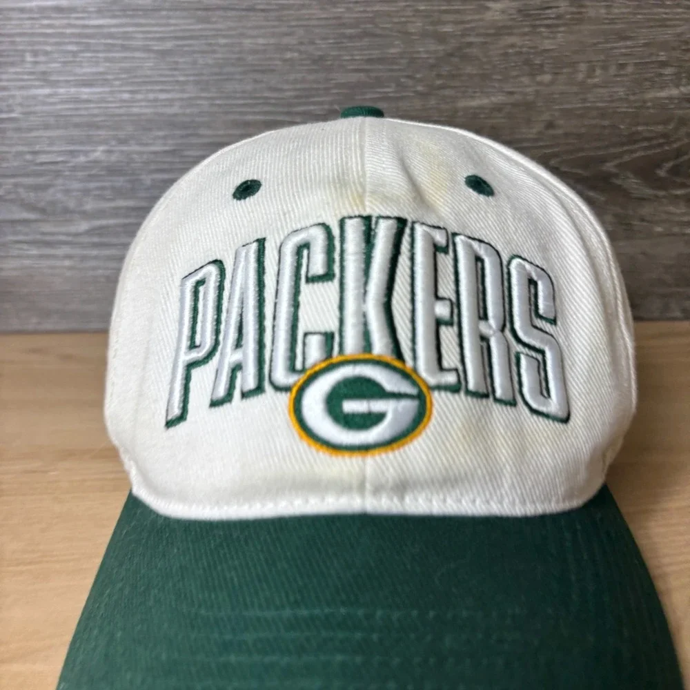 Vintage Green Bay Packers Hat Cap Strap Back White Nike NFL Football